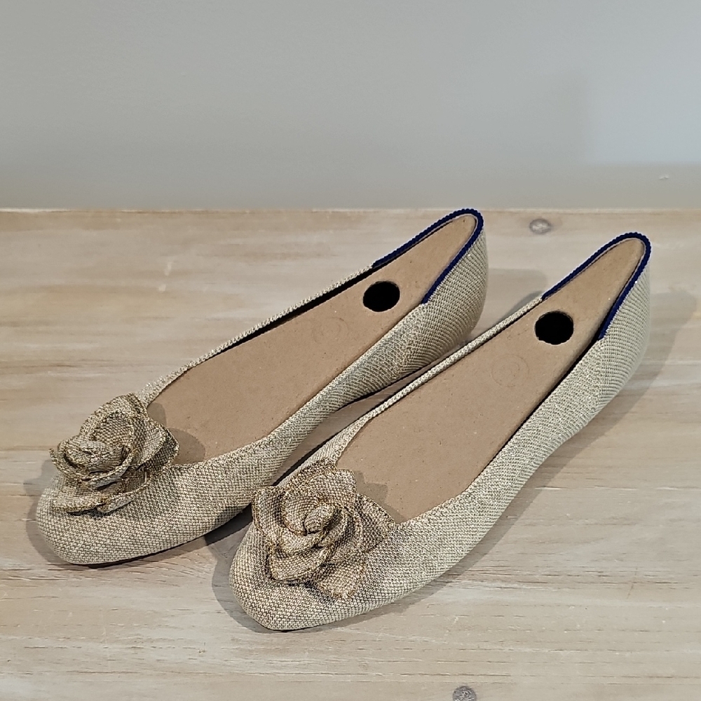 Rothy's Cream Flats with Floral Accent
